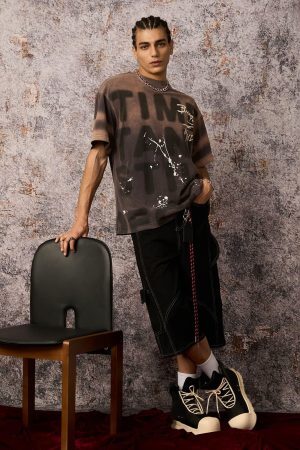 Concert Outfit Ink Splash Letter Print T-Shirt