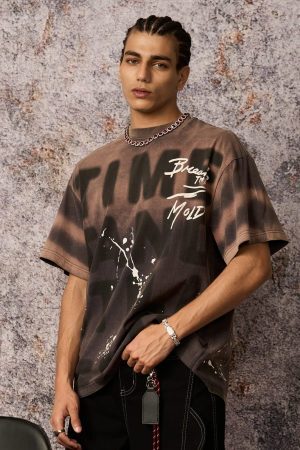 Concert Outfit Ink Splash Letter Print T-Shirt