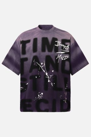 Concert Outfit Ink Splash Letter Print T-Shirt