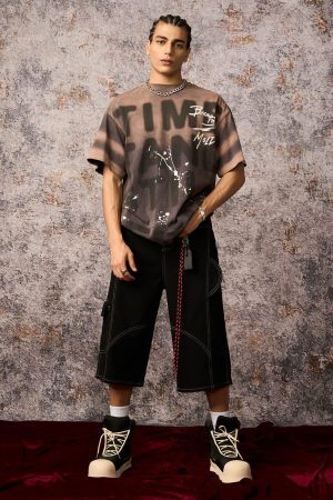 Concert Outfit Ink Splash Letter Print T-Shirt