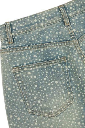 Concert Outfit Ink Splashed Hotfix Rhinestone Baggy Jeans