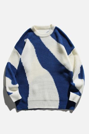 Concert Outfit Irregular Contrast Sweater