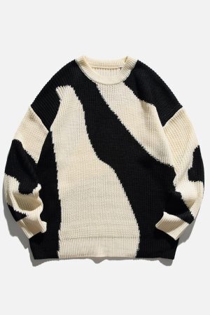 Concert Outfit Irregular Contrast Sweater