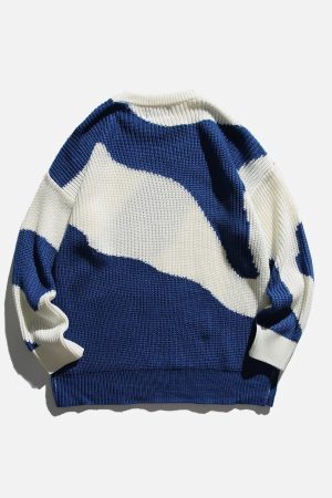 Concert Outfit Irregular Contrast Sweater