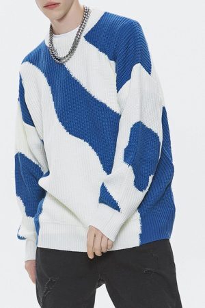 Concert Outfit Irregular Contrast Sweater