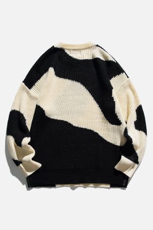 Concert Outfit Irregular Contrast Sweater