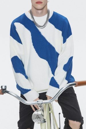 Concert Outfit Irregular Contrast Sweater