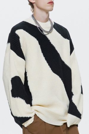 Concert Outfit Irregular Contrast Sweater