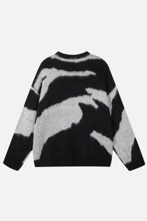 Concert Outfit Irregular Contrasting Color Sweater