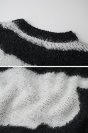 Concert Outfit Irregular Contrasting Color Sweater