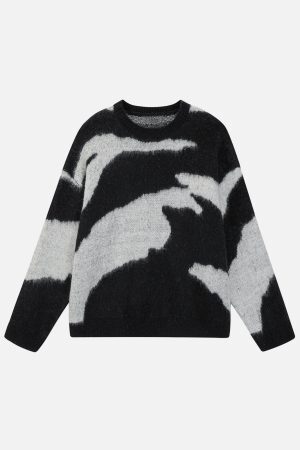 Concert Outfit Irregular Contrasting Color Sweater