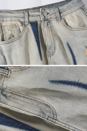 Concert Outfit Irregular Patch Ripped Jeans