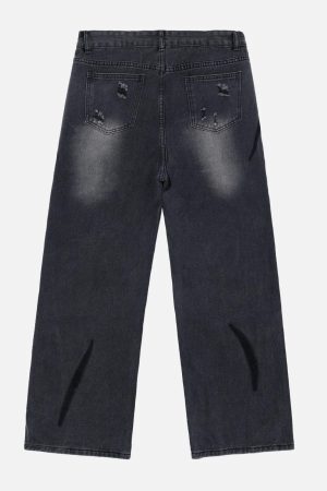 Concert Outfit Irregular Patch Ripped Jeans