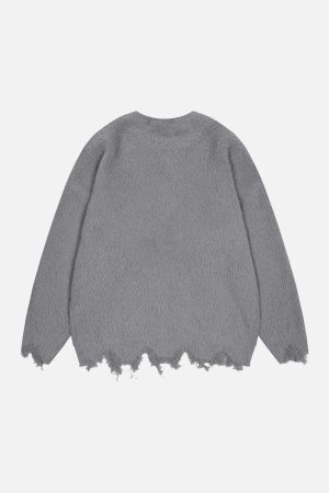 Concert Outfit Irregular Patchwork Distressed Sweater