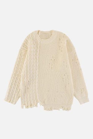 Concert Outfit Irregular Patchwork Twist Sweater