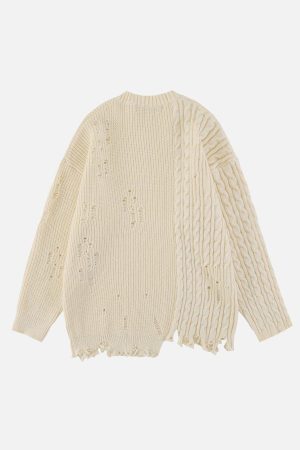 Concert Outfit Irregular Patchwork Twist Sweater