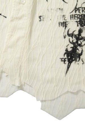 Concert Outfit Irregular Pleated Print Shirt