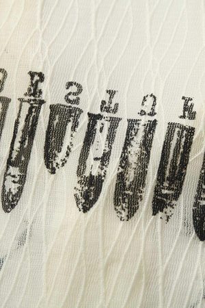 Concert Outfit Irregular Pleated Print Shirt