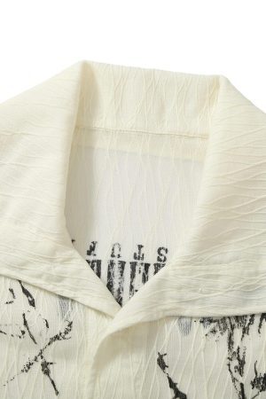 Concert Outfit Irregular Pleated Print Shirt