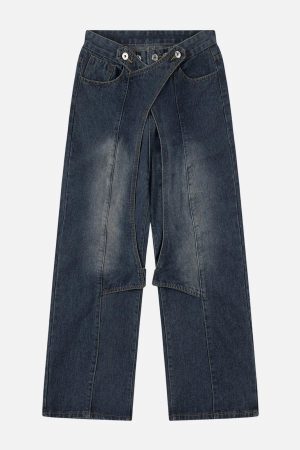 Concert Outfit Irregular Waist Wide Leg Jeans