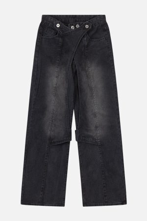 Concert Outfit Irregular Waist Wide Leg Jeans