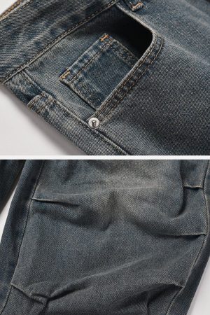 Concert Outfit Irregular Wrinkle Jeans