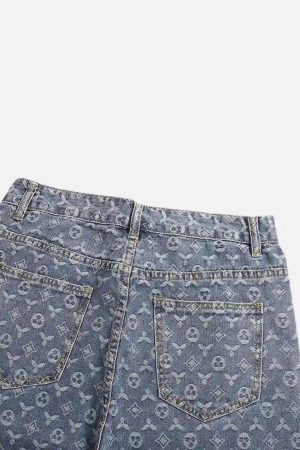 Concert Outfit Jacquard Baggy Denim Jeans