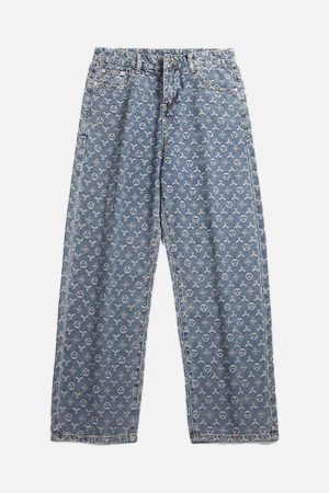 Concert Outfit Jacquard Baggy Denim Jeans