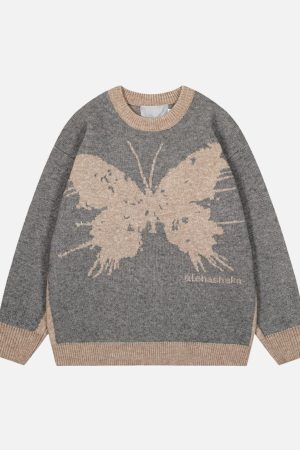 Concert Outfit Jacquard Butterfly Sweater