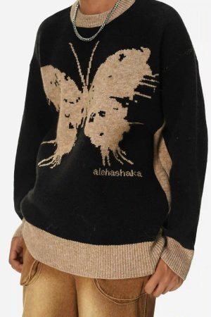 Concert Outfit Jacquard Butterfly Sweater