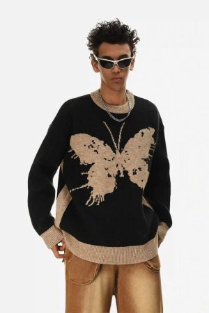 Concert Outfit Jacquard Butterfly Sweater
