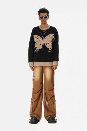 Concert Outfit Jacquard Butterfly Sweater