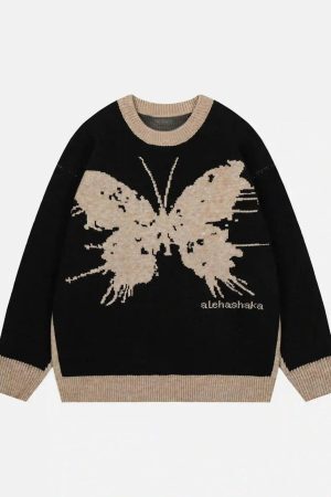 Concert Outfit Jacquard Butterfly Sweater