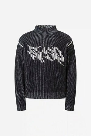 Concert Outfit Jacquard Half Turtleneck Knitted Sweater