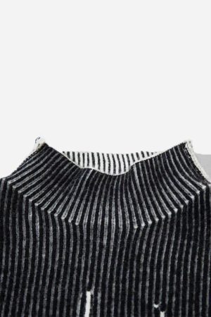 Concert Outfit Jacquard Half Turtleneck Knitted Sweater