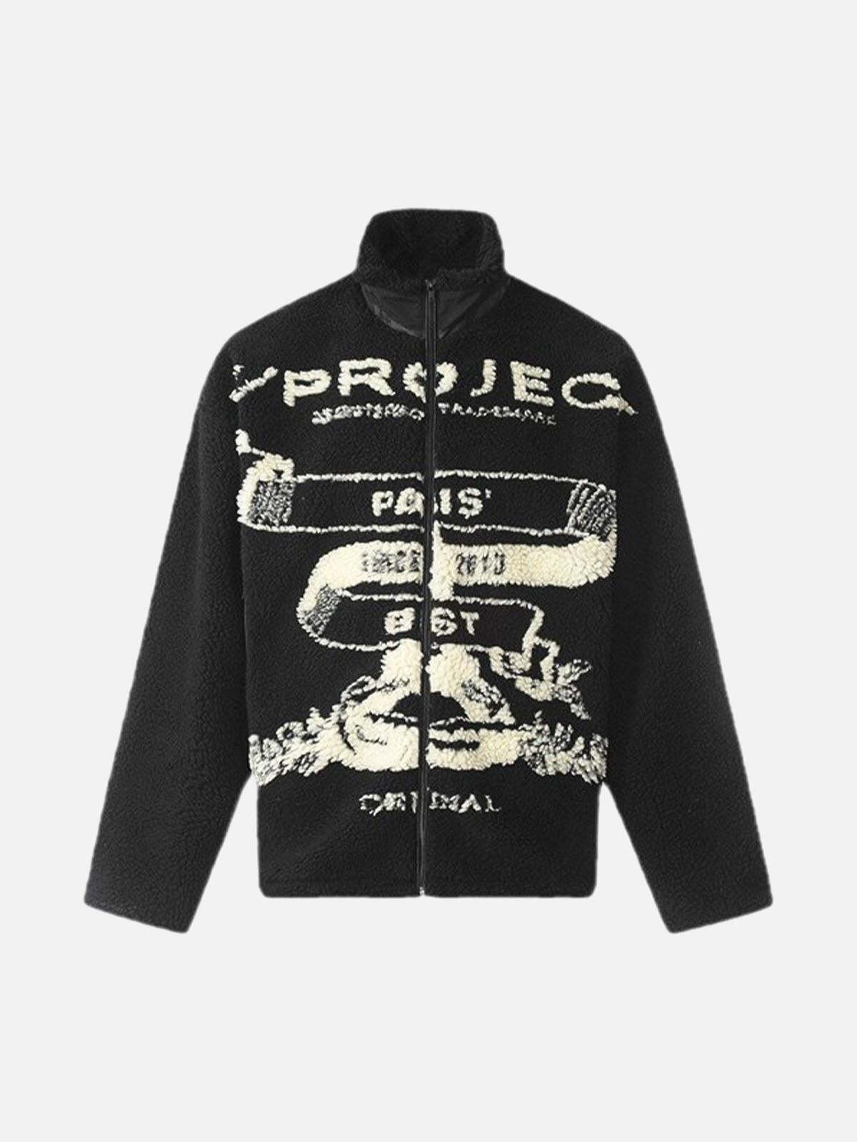 Concert Outfit Jacquard Stand Collar Sherpa Jacket Concert Outfit Jacquard Stand Collar Sherpa Jacket