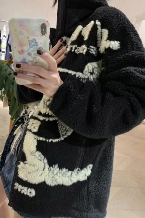 Concert Outfit Jacquard Stand Collar Sherpa Jacket