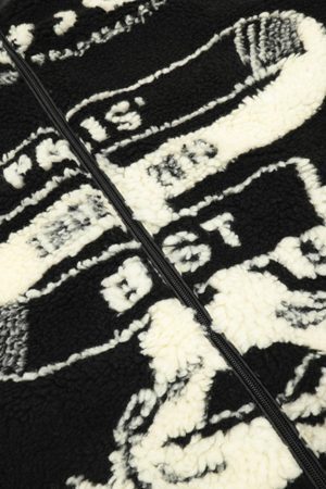 Concert Outfit Jacquard Stand Collar Sherpa Jacket