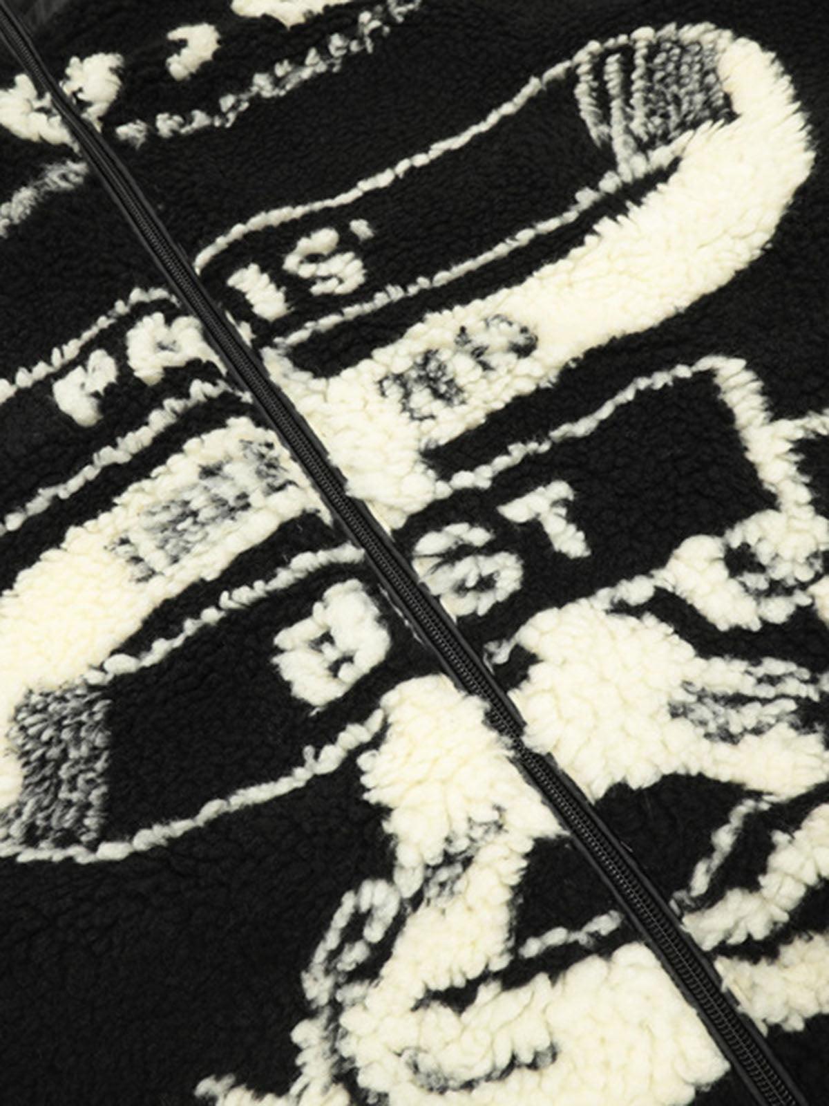 Concert Outfit Jacquard Stand Collar Sherpa Jacket Concert Outfit Jacquard Stand Collar Sherpa Jacket