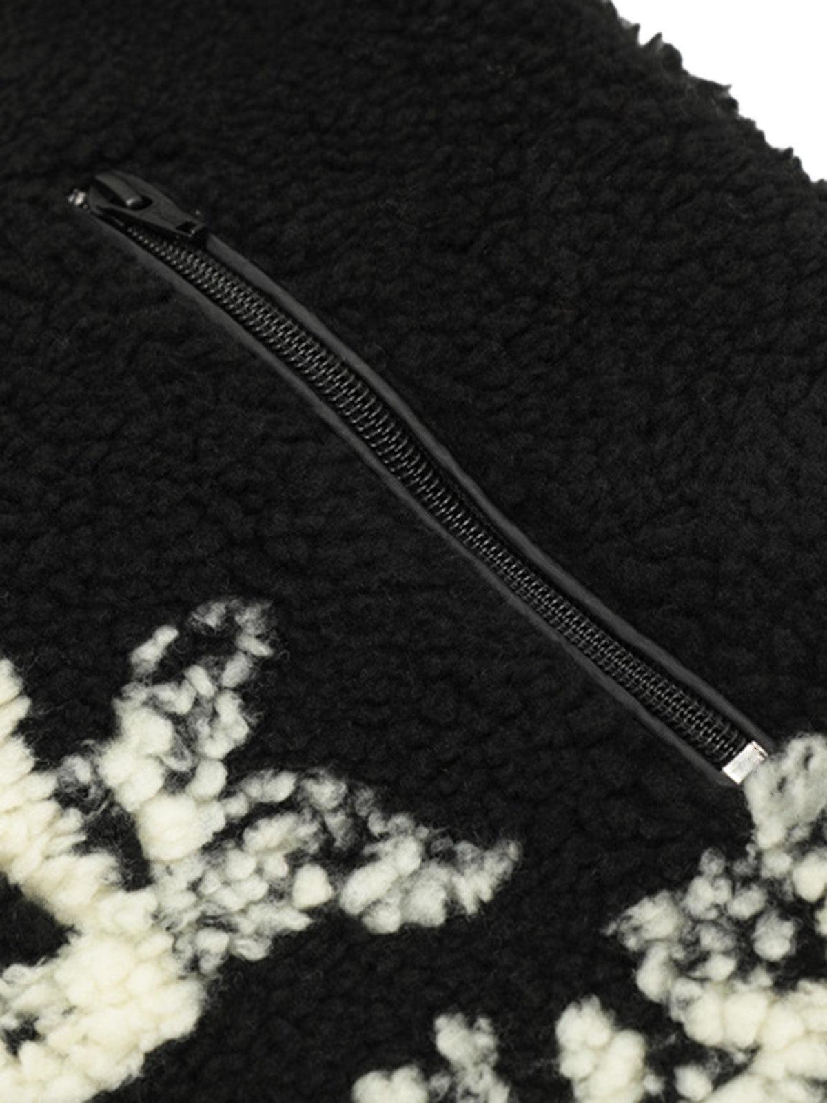 Concert Outfit Jacquard Stand Collar Sherpa Jacket Concert Outfit Jacquard Stand Collar Sherpa Jacket