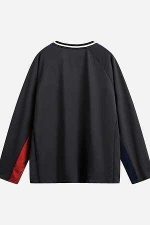 Concert Outfit Jersey Contrast Color Stitching Long Sleeve T-Shirt