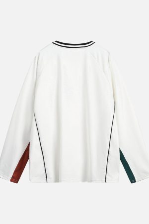 Concert Outfit Jersey Contrast Color Stitching Long Sleeve T-Shirt