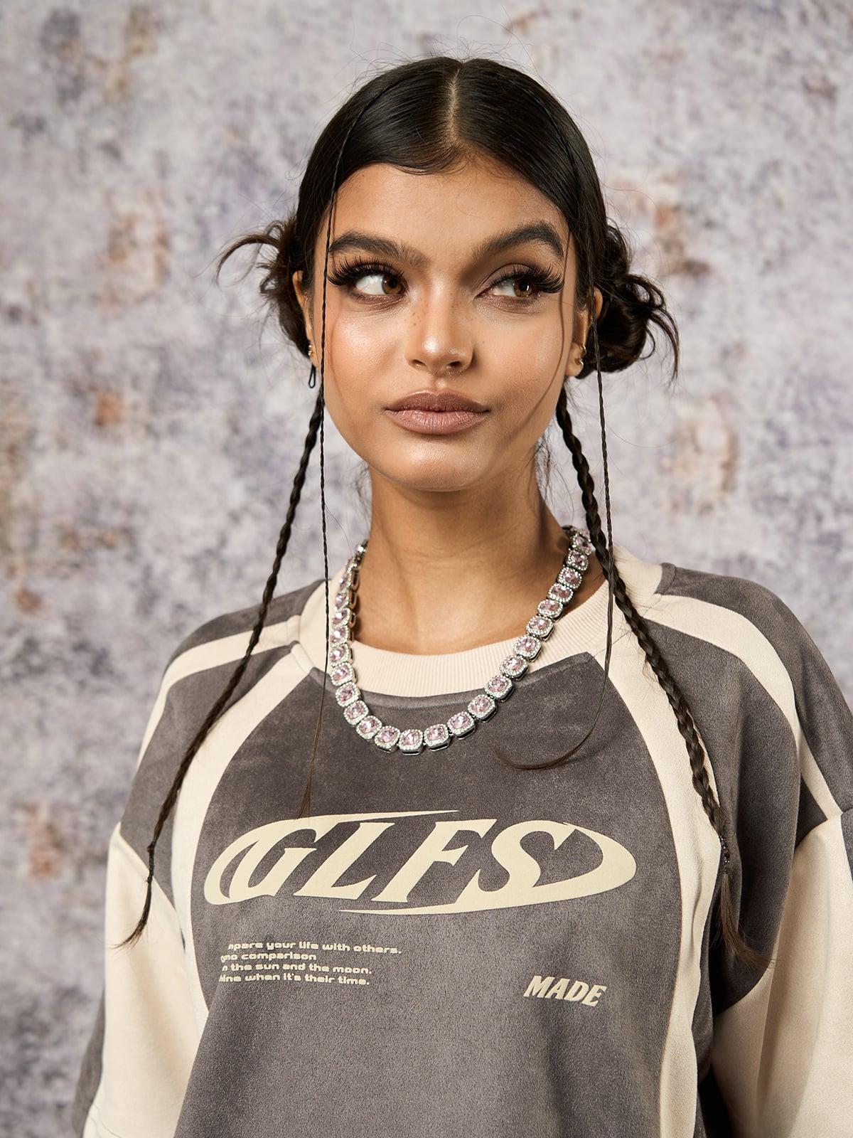 Concert Outfit Jersey Deconstructed Contrast Color Stitching Print T-Shirt Concert Outfit Jersey Deconstructed Contrast Color Stitching Print T-Shirt