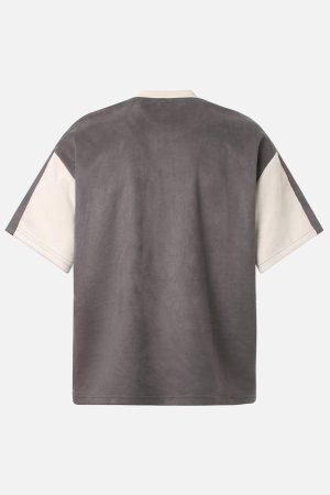 Concert Outfit Jersey Deconstructed Contrast Color Stitching Print T-Shirt