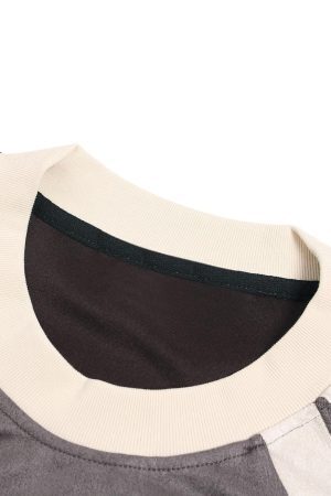 Concert Outfit Jersey Deconstructed Contrast Color Stitching Print T-Shirt