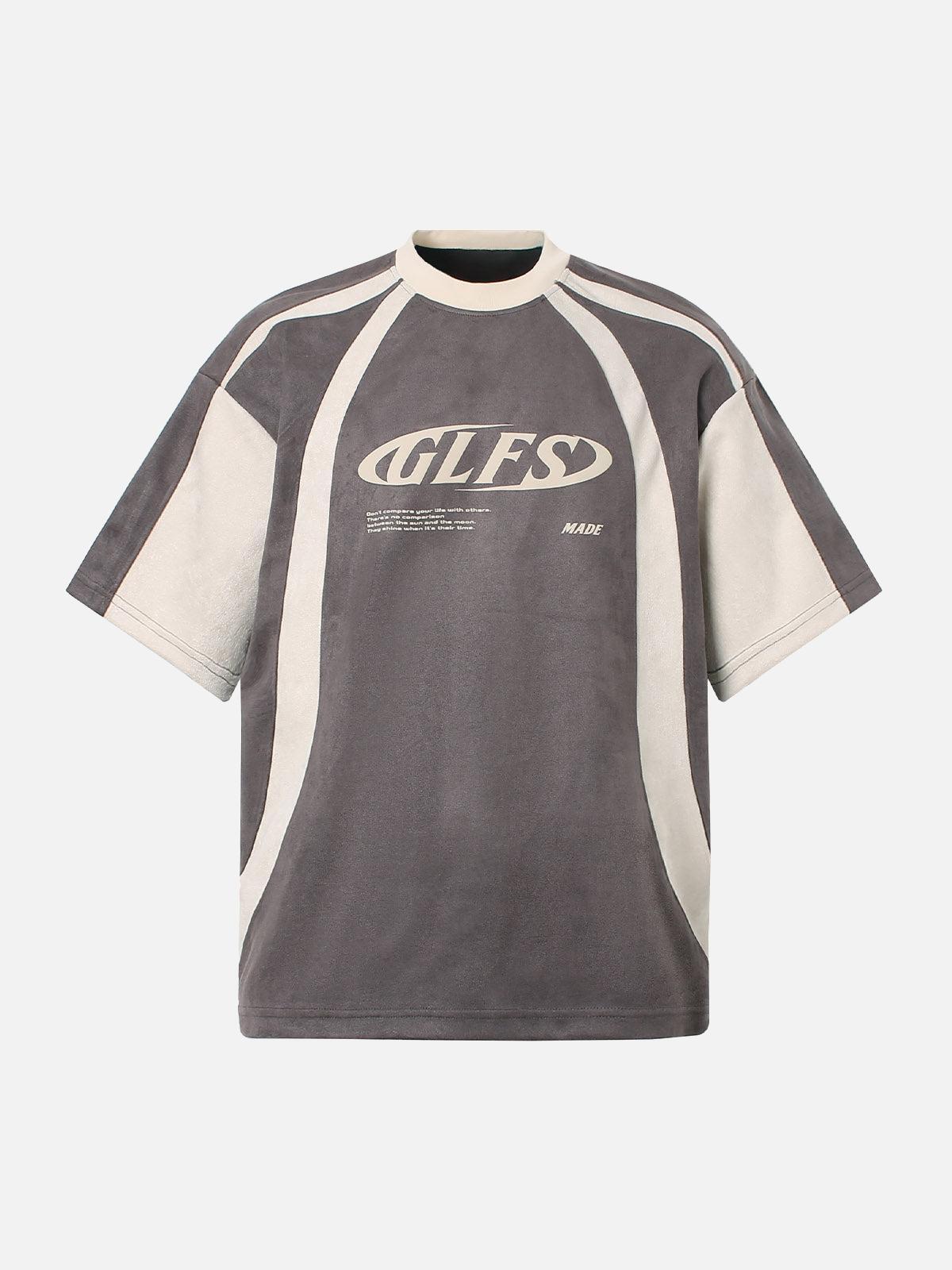 Concert Outfit Jersey Deconstructed Contrast Color Stitching Print T-Shirt Concert Outfit Jersey Deconstructed Contrast Color Stitching Print T-Shirt