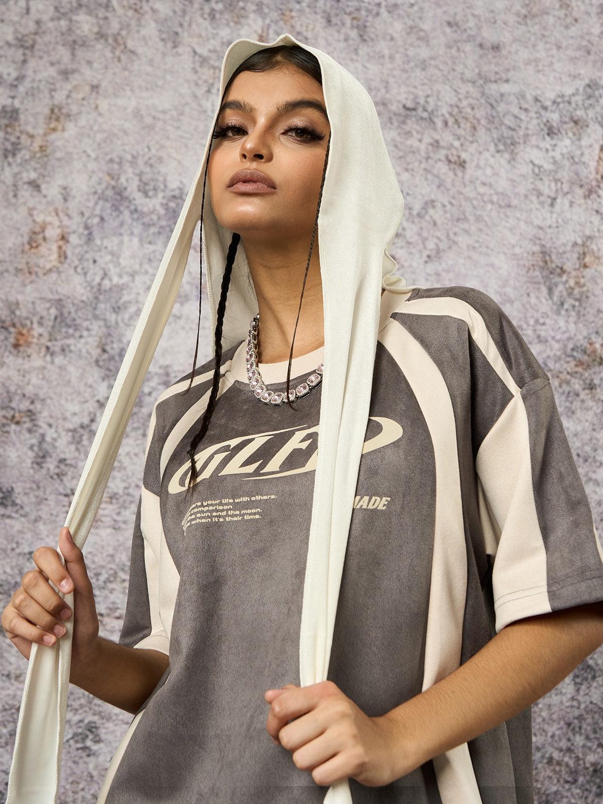 Concert Outfit Jersey Deconstructed Contrast Color Stitching Print T-Shirt Concert Outfit Jersey Deconstructed Contrast Color Stitching Print T-Shirt