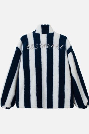 Concert Outfit Jersey Embroidered Cheetah Print Striped Sherpa Jacket