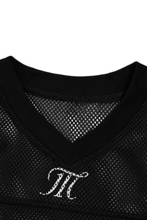 Concert Outfit Jersey Letter Print Quick Dry V-Neck T-Shirt