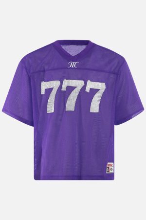 Concert Outfit Jersey Letter Print Quick Dry V-Neck T-Shirt